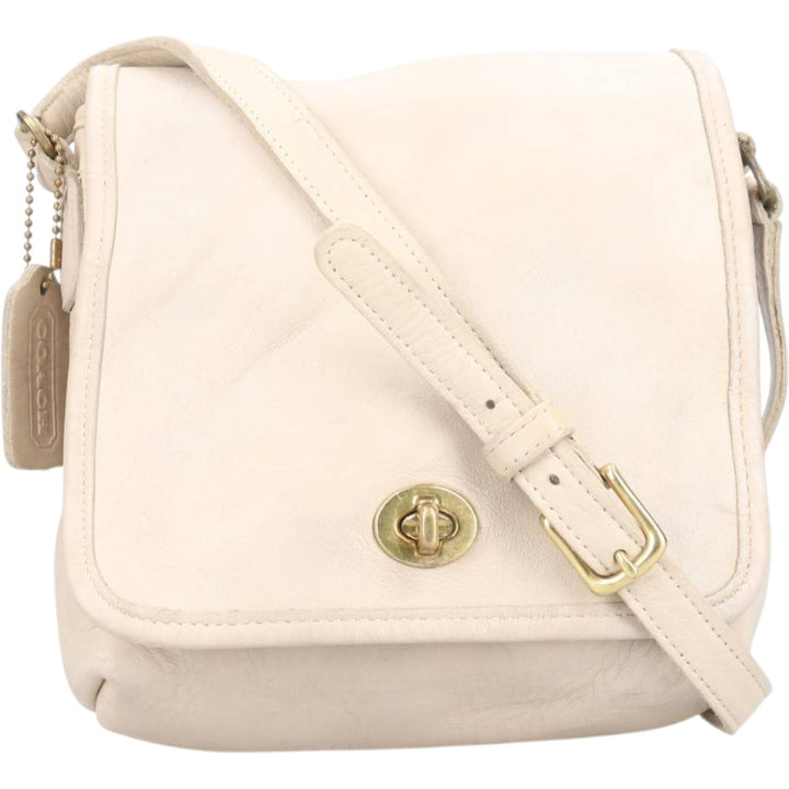 90'S Coach Old Coach Turnlock Shoulder Bag Vintage genuine leather ivory Vintage Second Hand