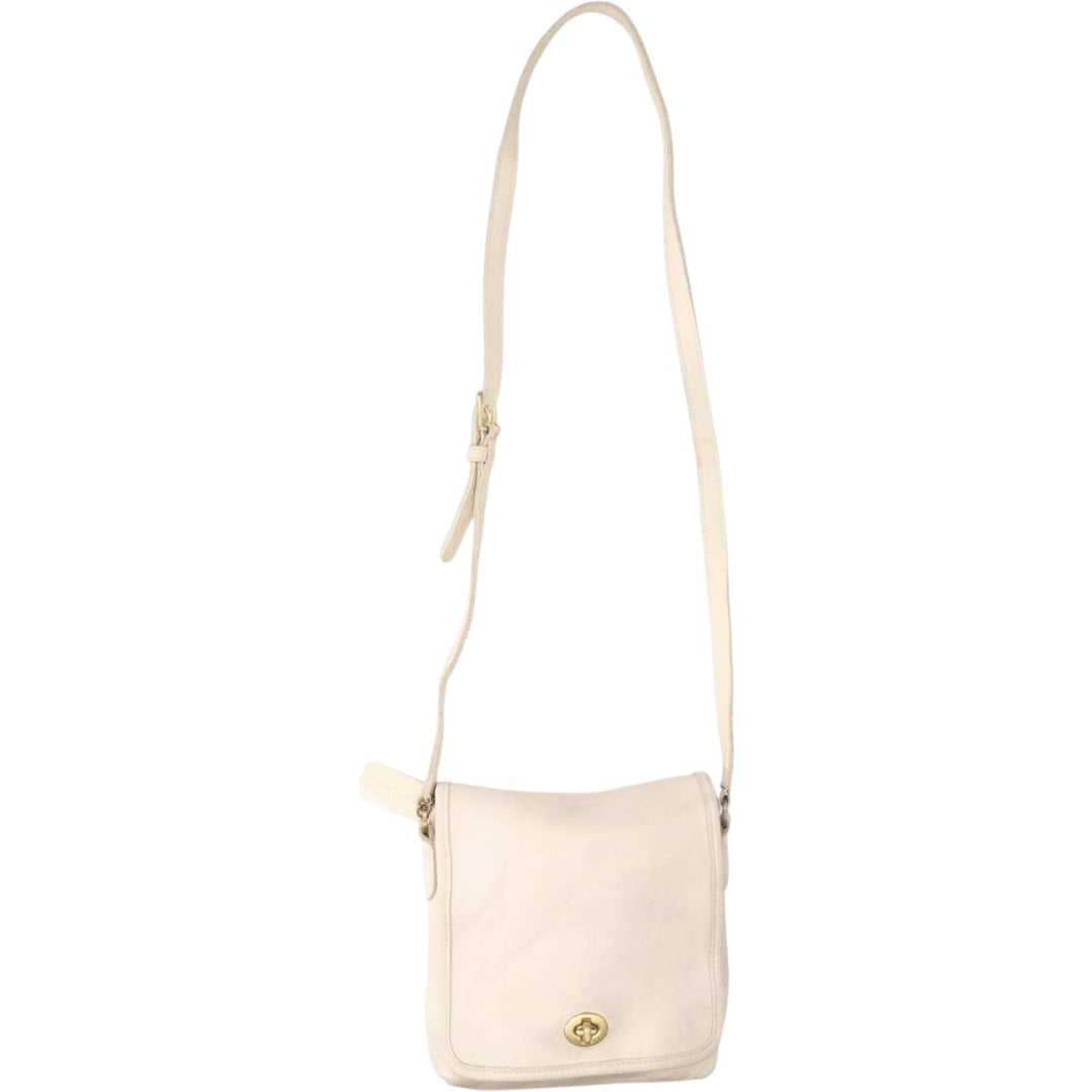 90'S Coach Old Coach Turnlock Shoulder Bag Vintage genuine leather ivory Vintage Second Hand