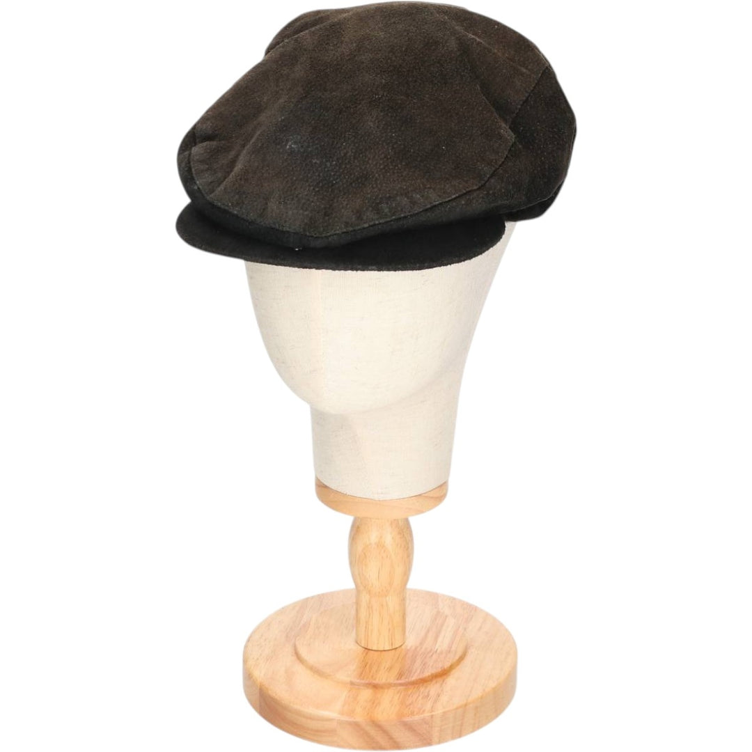 Vintage 1990'S Crown Cap Leather Newsboy Cap, Made in Canada, One Size Fits All leather black type Vintage Second Hand