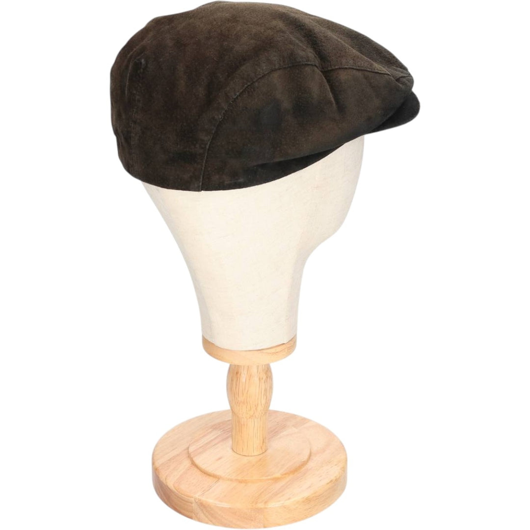 Vintage 1990'S Crown Cap Leather Newsboy Cap, Made in Canada, One Size Fits All leather black type Vintage Second Hand