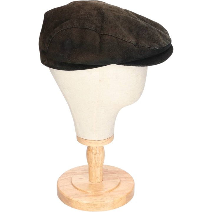 Vintage 1990'S Crown Cap Leather Newsboy Cap, Made in Canada, One Size Fits All leather black type Vintage Second Hand