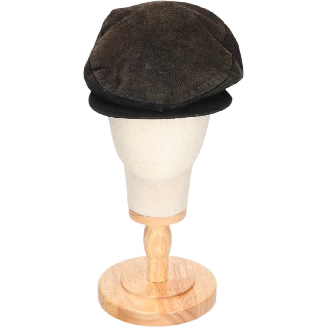 Vintage 1990'S Crown Cap Leather Newsboy Cap, Made in Canada, One Size Fits All leather black type Vintage Second Hand