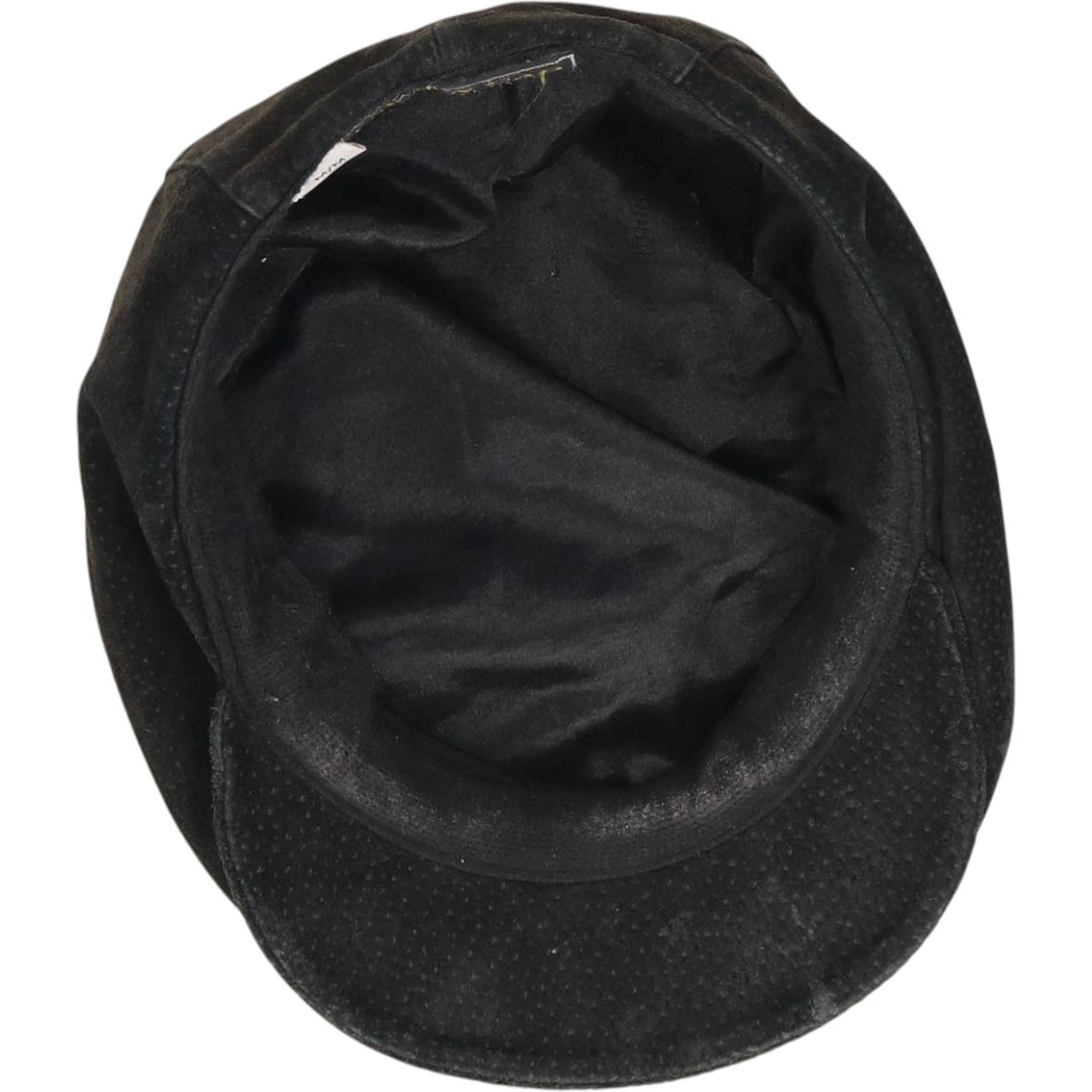 Vintage 1990'S Crown Cap Leather Newsboy Cap, Made in Canada, One Size Fits All leather black type Vintage Second Hand