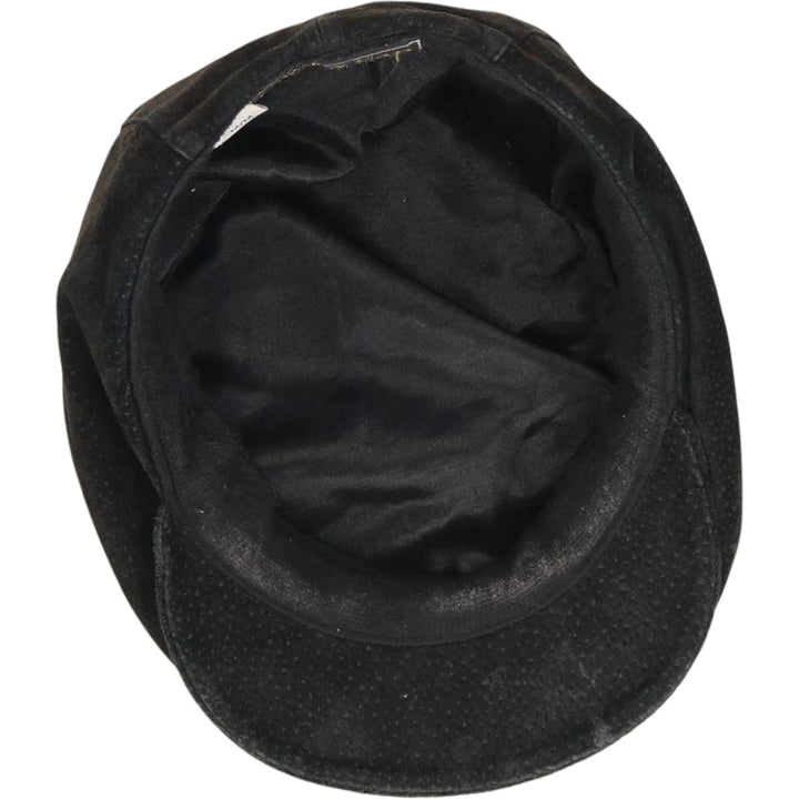 Vintage 1990'S Crown Cap Leather Newsboy Cap, Made in Canada, One Size Fits All leather black type Vintage Second Hand