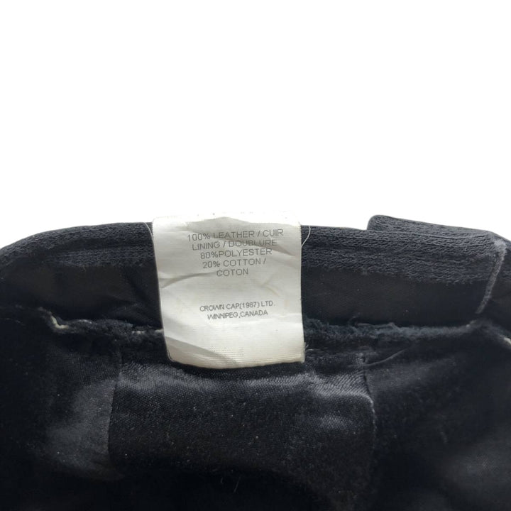 Vintage 1990'S Crown Cap Leather Newsboy Cap, Made in Canada, One Size Fits All leather black type Vintage Second Hand