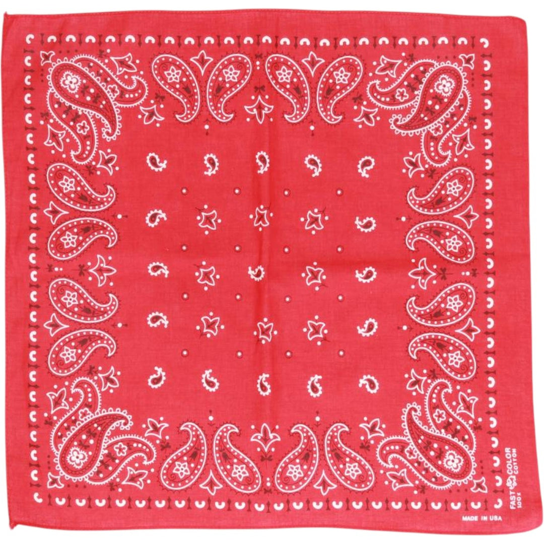 Vintage 1960'S Elephant Brand Paisley Pattern Trunk-Up Single Ear Bandana, Made in USA cotton red type Vintage Second Hand