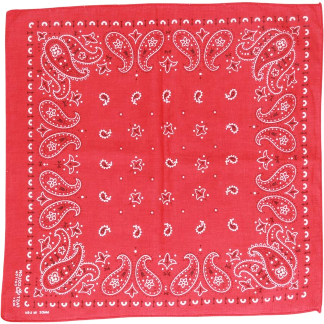 Vintage 1960'S Elephant Brand Paisley Pattern Trunk-Up Single Ear Bandana, Made in USA cotton red type Vintage Second Hand