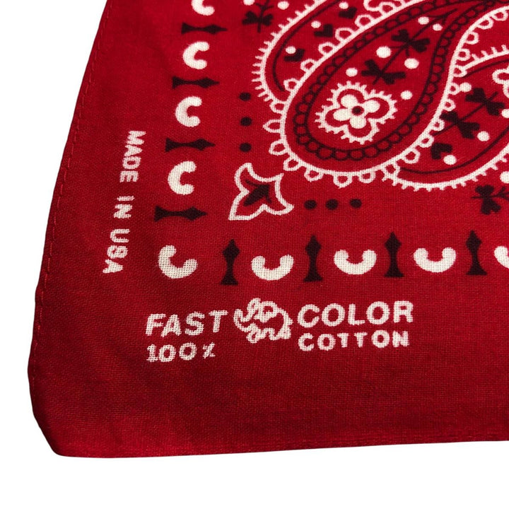 Vintage 1960'S Elephant Brand Paisley Pattern Trunk-Up Single Ear Bandana, Made in USA cotton red type Vintage Second Hand