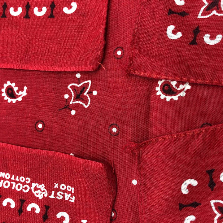 Vintage 1960'S Elephant Brand Paisley Pattern Trunk-Up Single Ear Bandana, Made in USA cotton red type Vintage Second Hand