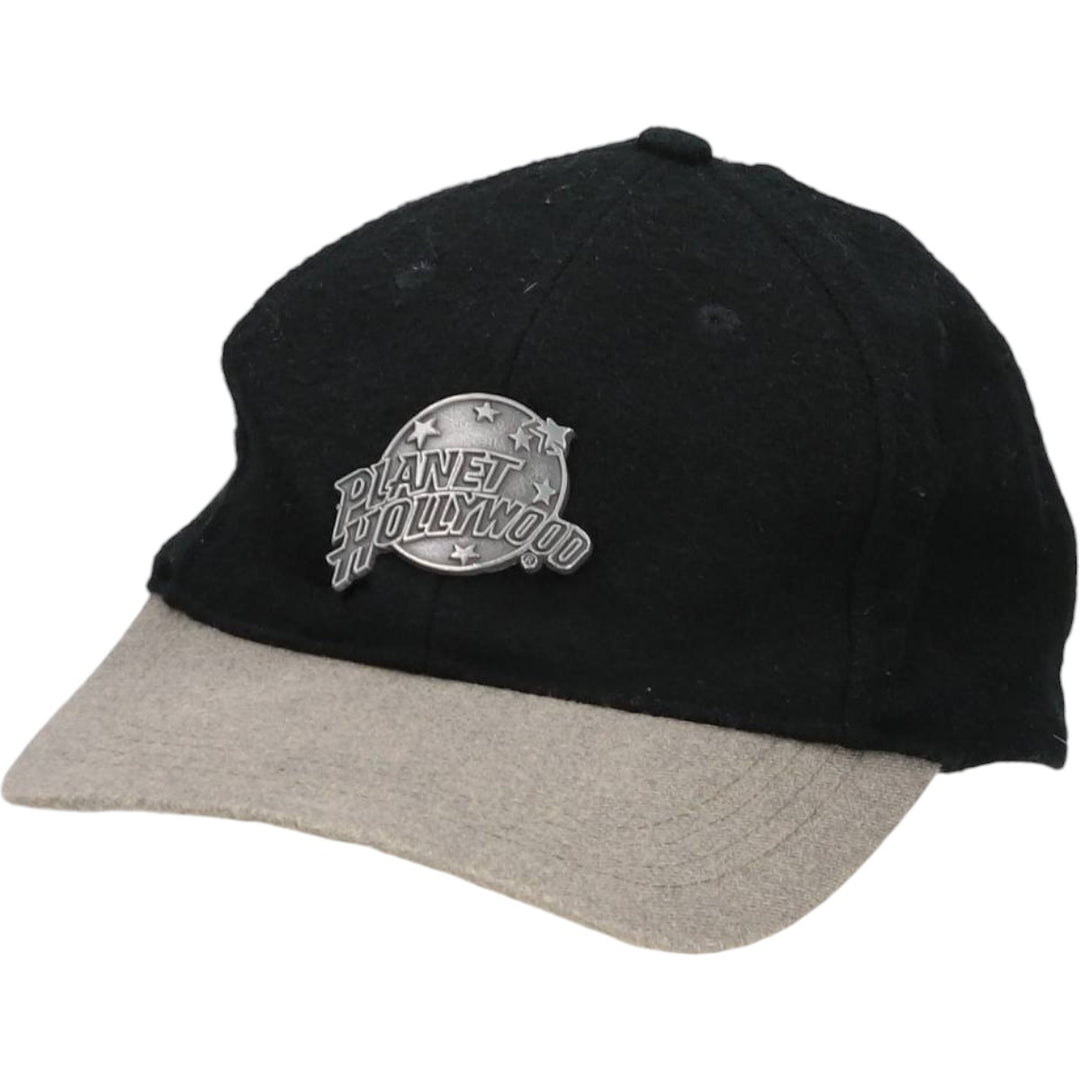 Vintage 90'S Planet Hollywood two-tone metal logo baseball cap, one size fits all. acrylic black type Vintage Second Hand