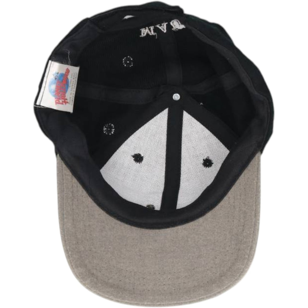 Vintage 90'S Planet Hollywood two-tone metal logo baseball cap, one size fits all. acrylic black type Vintage Second Hand