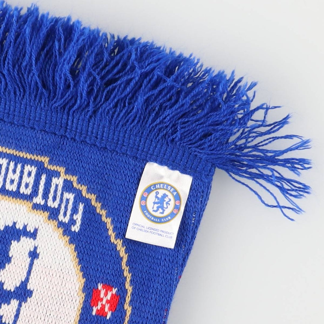 Premier League Chelsea FC Border Pattern Soccer Acrylic Scarf, Made in the UK acrylic blue type Vintage Second Hand