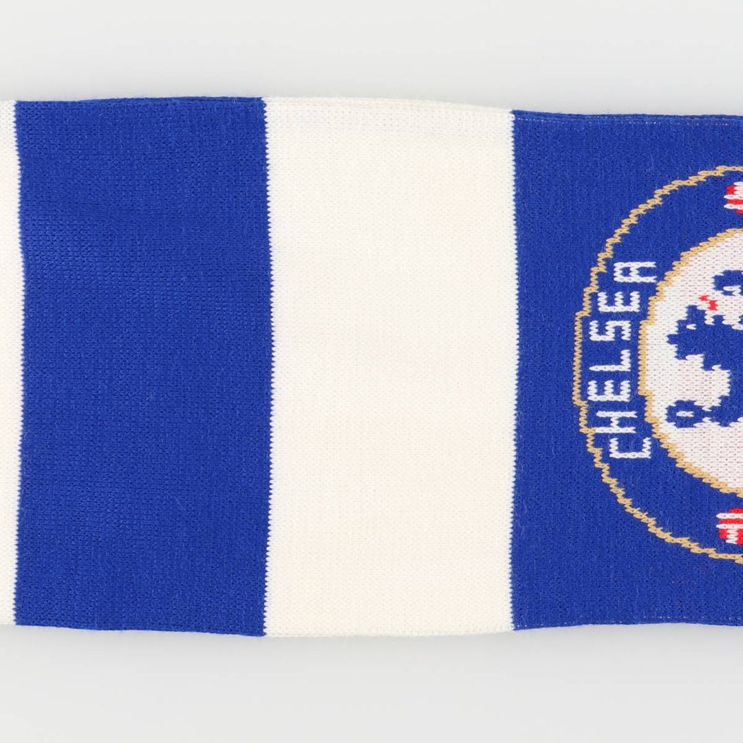 Premier League Chelsea FC Border Pattern Soccer Acrylic Scarf, Made in the UK acrylic blue type Vintage Second Hand