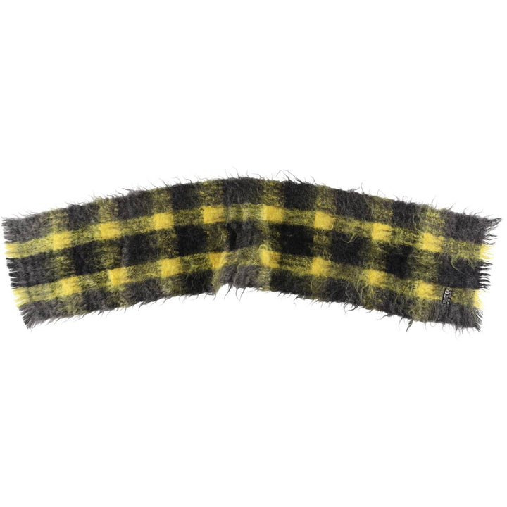 HAXAP Check Pattern Mohair Scarf mohair yellow type Vintage Second Hand