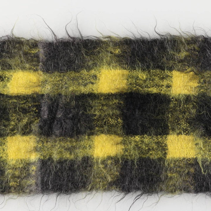 HAXAP Check Pattern Mohair Scarf mohair yellow type Vintage Second Hand