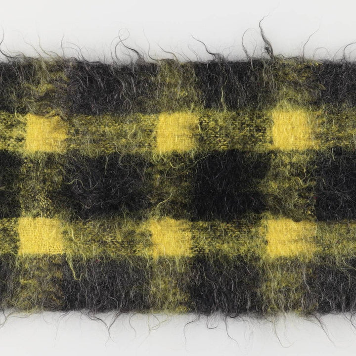 HAXAP Check Pattern Mohair Scarf mohair yellow type Vintage Second Hand