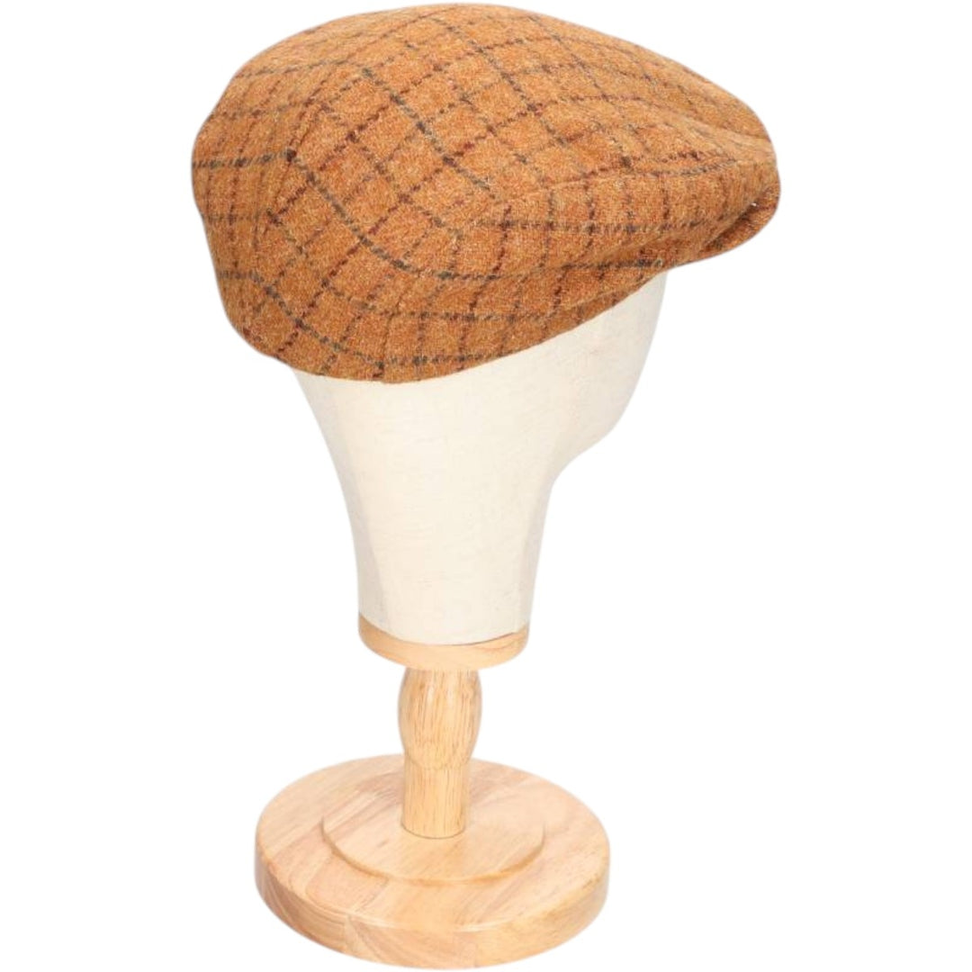 Vintage 1980s-1990'S Eddie Bauer Harris Tweed Check Pattern 2-Way Wool Hunting Cap, One Size Fits All unclear brown type Vintage Second Hand