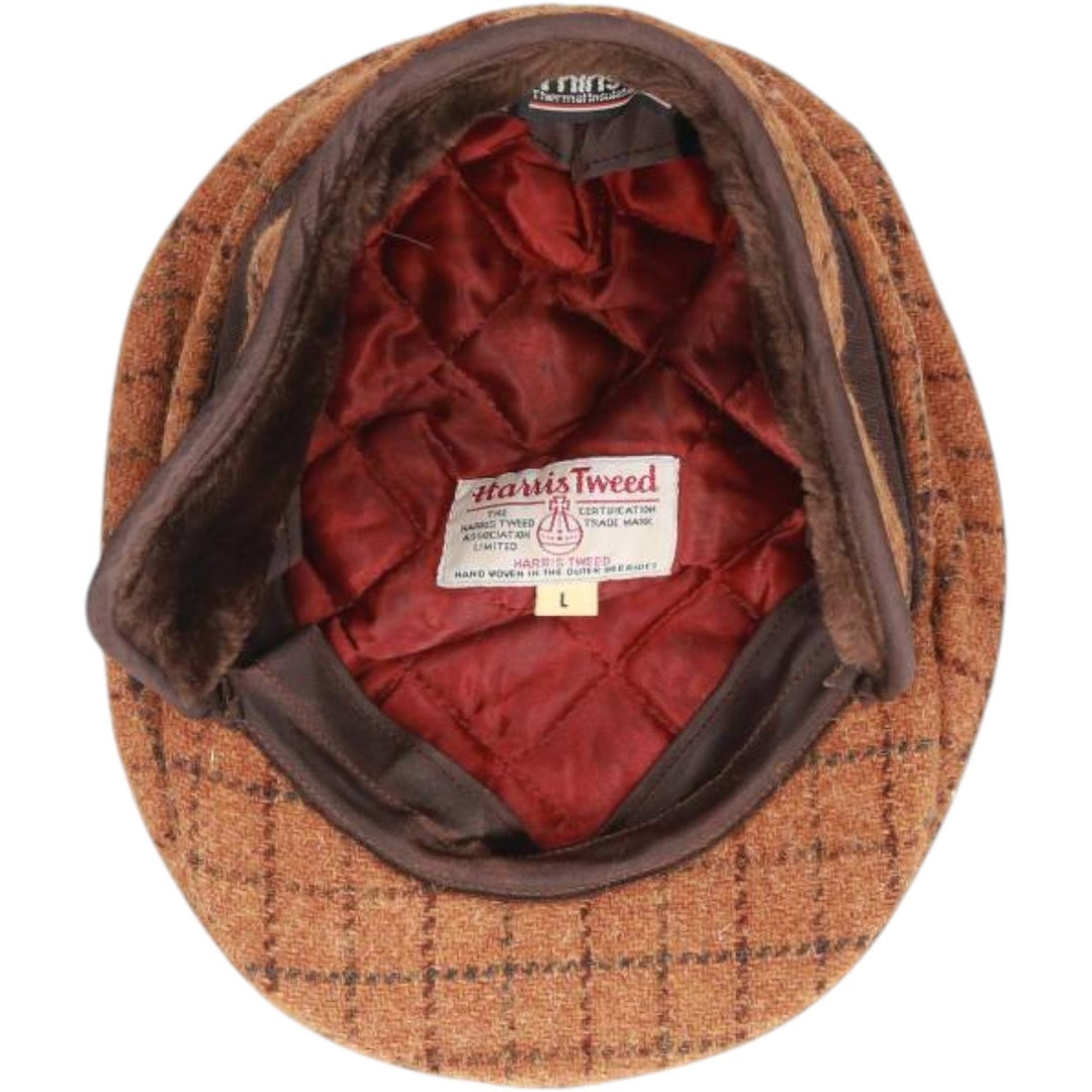 Vintage 1980s-1990'S Eddie Bauer Harris Tweed Check Pattern 2-Way Wool Hunting Cap, One Size Fits All unclear brown type Vintage Second Hand