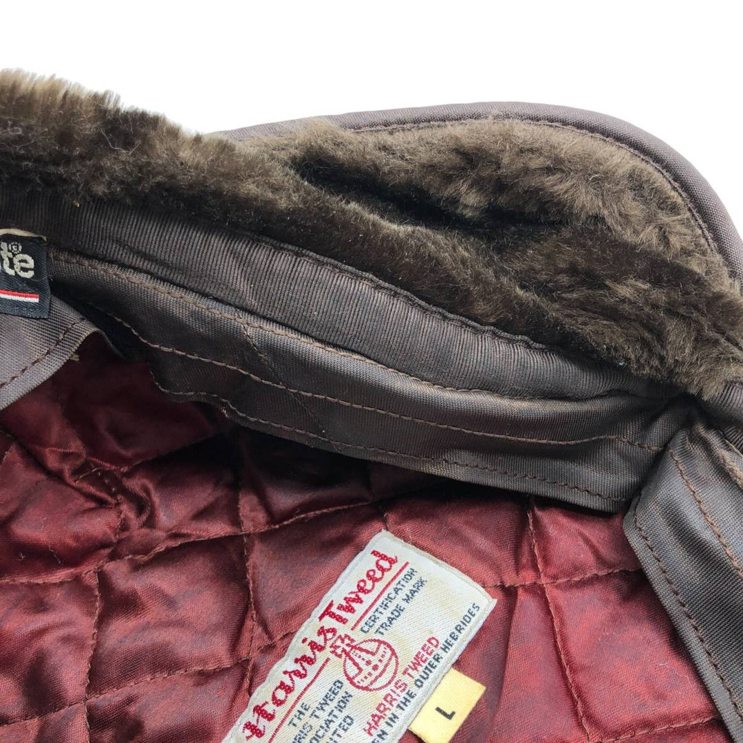 Vintage 1980s-1990'S Eddie Bauer Harris Tweed Check Pattern 2-Way Wool Hunting Cap, One Size Fits All unclear brown type Vintage Second Hand