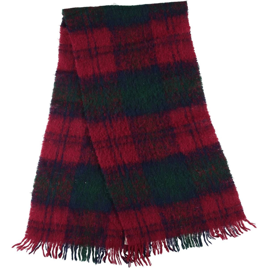 Vintage 70'S Glentana Check Pattern Mohair Blend Wool Scarf wool red type Vintage Second Hand