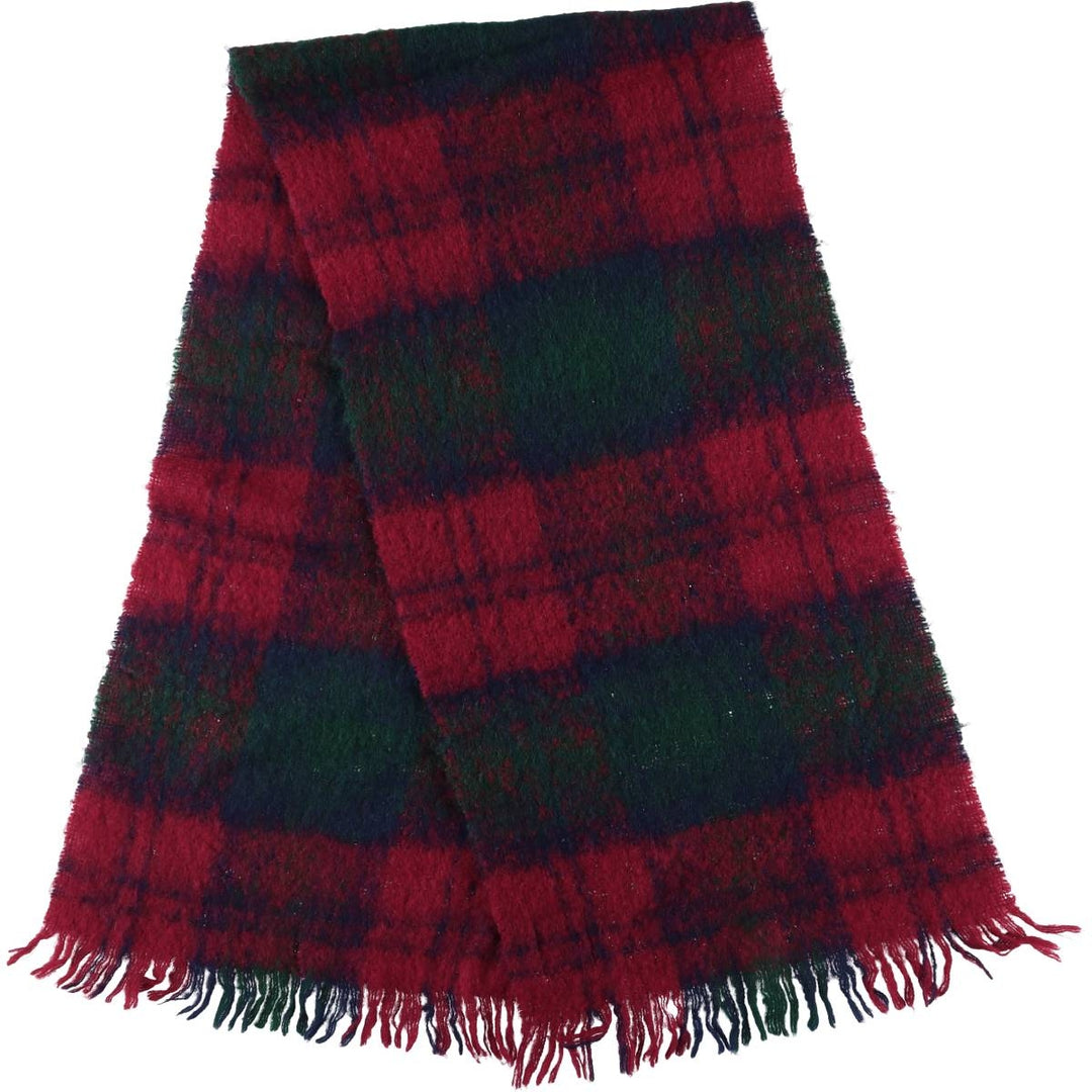 Vintage 70'S Glentana Check Pattern Mohair Blend Wool Scarf wool red type Vintage Second Hand