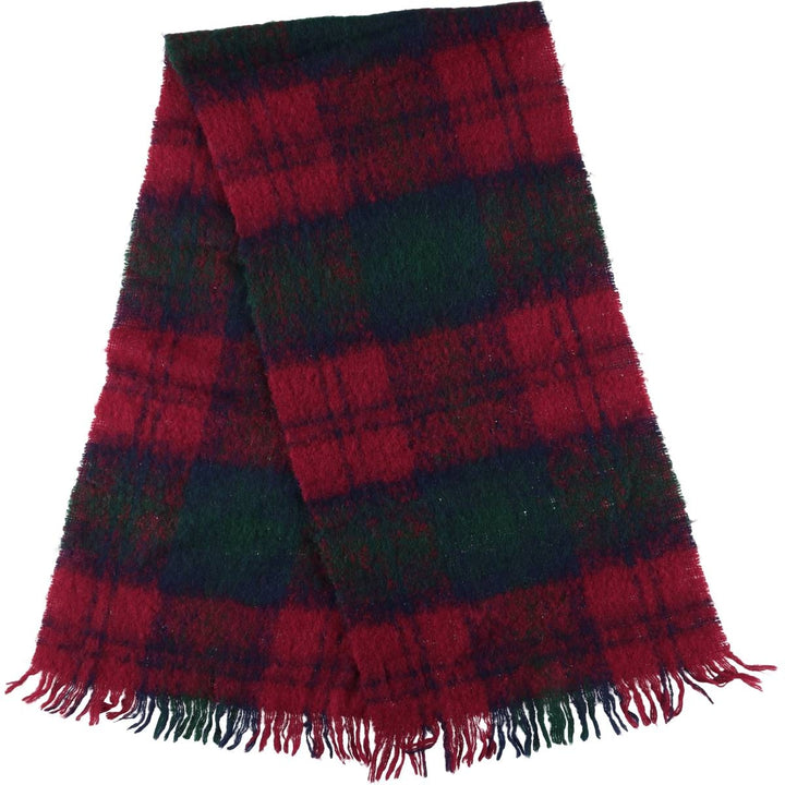 Vintage 70'S Glentana Check Pattern Mohair Blend Wool Scarf wool red type Vintage Second Hand