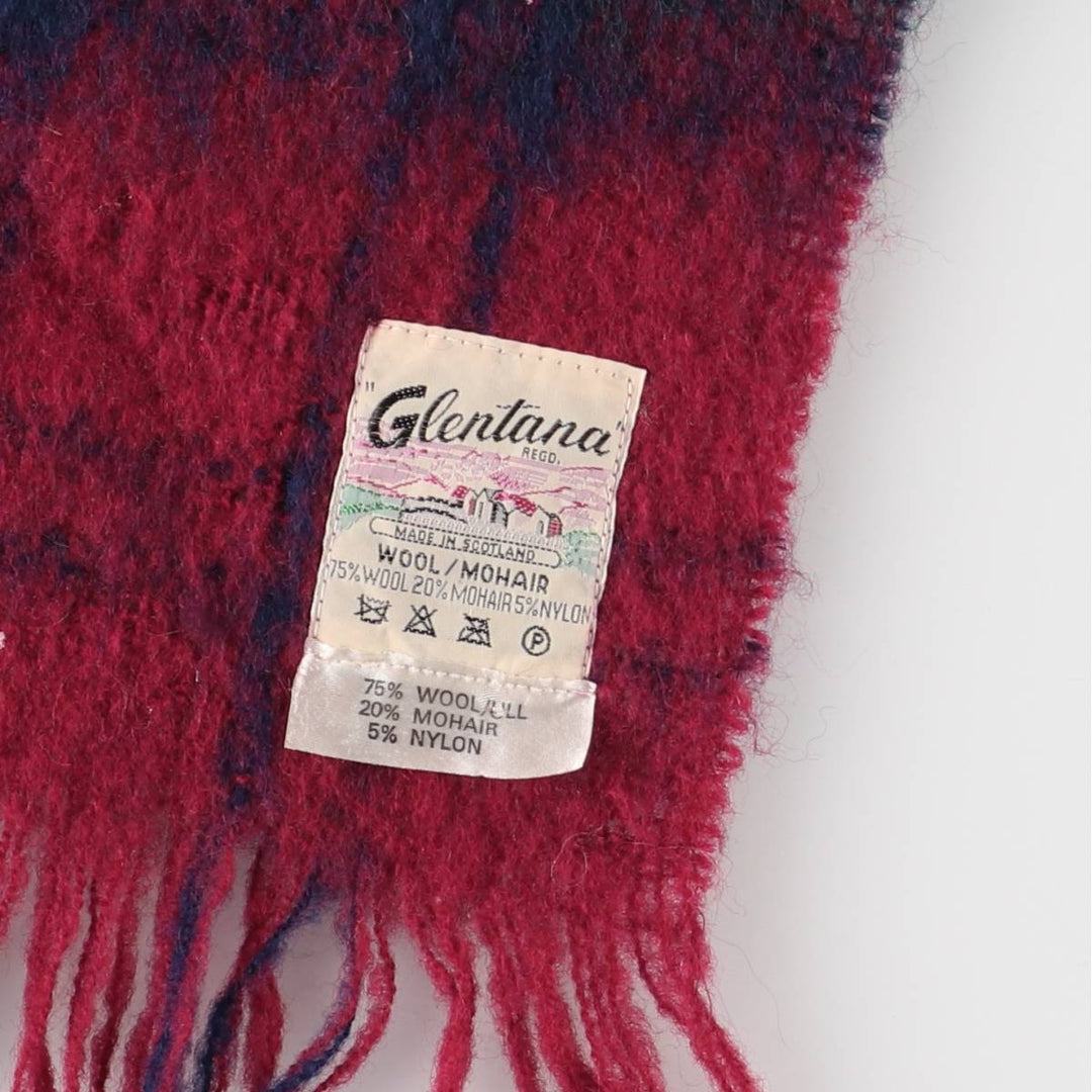Vintage 70'S Glentana Check Pattern Mohair Blend Wool Scarf wool red type Vintage Second Hand