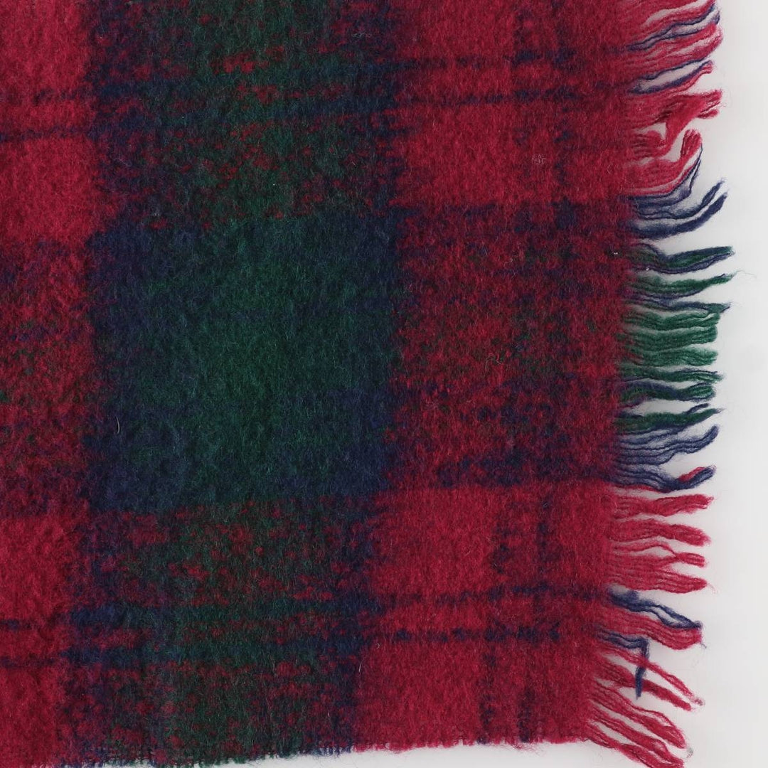 Vintage 70'S Glentana Check Pattern Mohair Blend Wool Scarf wool red type Vintage Second Hand
