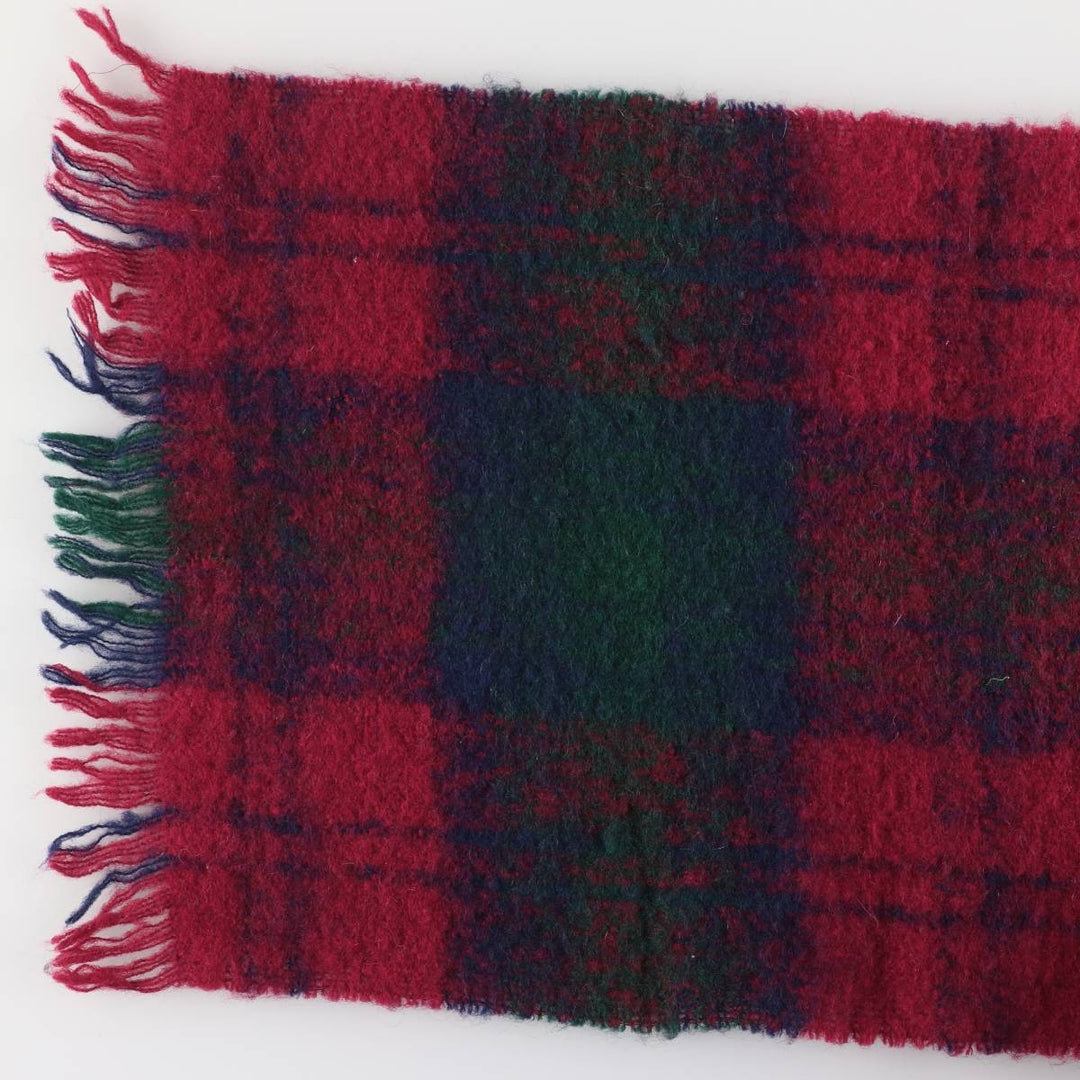 Vintage 70'S Glentana Check Pattern Mohair Blend Wool Scarf wool red type Vintage Second Hand