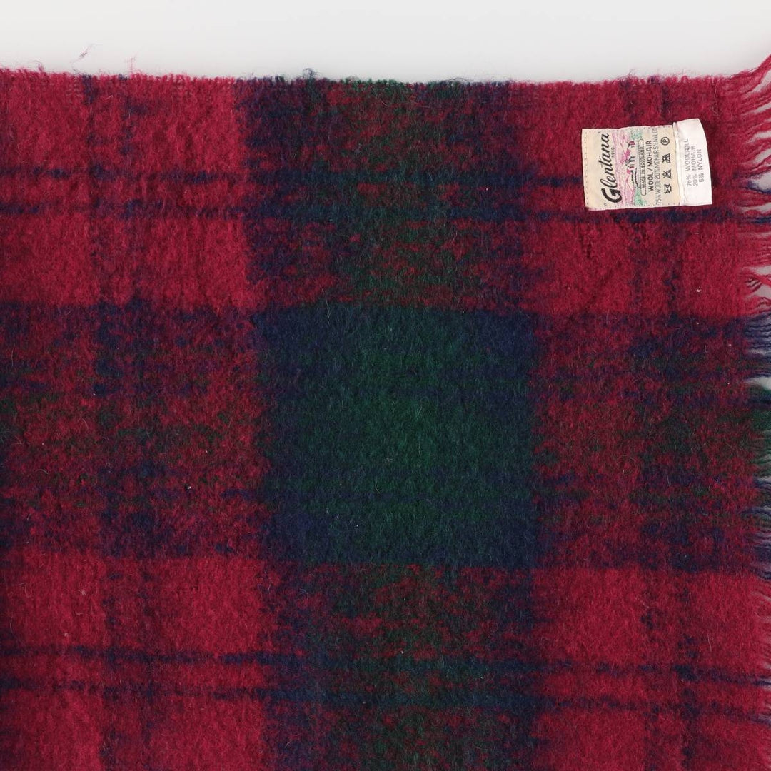 Vintage 70'S Glentana Check Pattern Mohair Blend Wool Scarf wool red type Vintage Second Hand