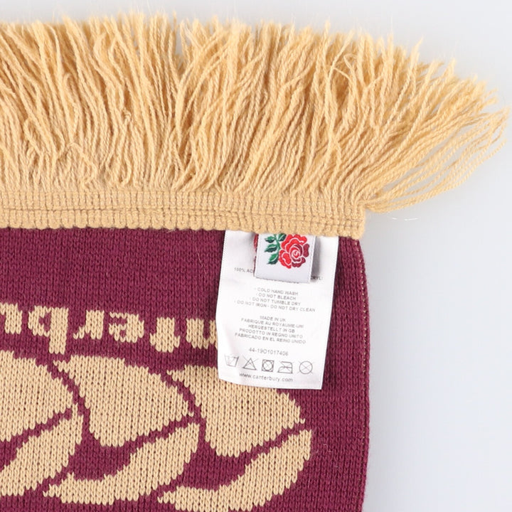 Canterbury England Rugby Acrylic Scarf, Made in the UK acrylic purple type Vintage Second Hand
