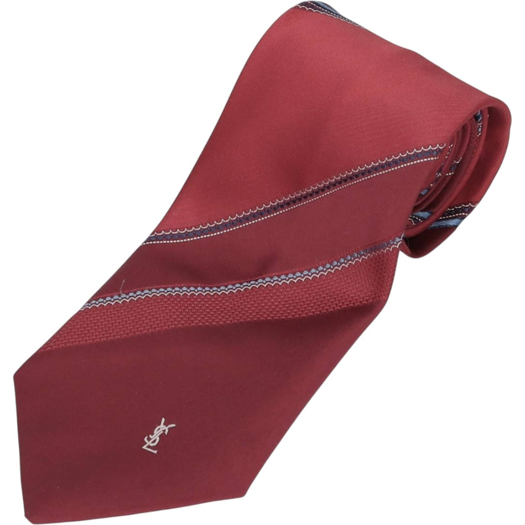 Yves Saint Laurent Multistripe Tie polyester bordeaux Vintage Second Hand