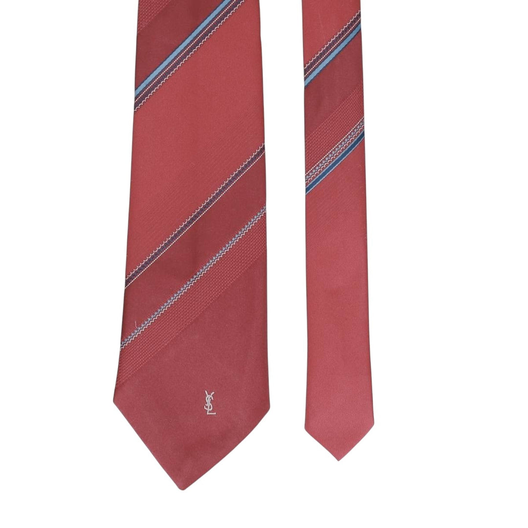 Yves Saint Laurent Multistripe Tie polyester bordeaux Vintage Second Hand