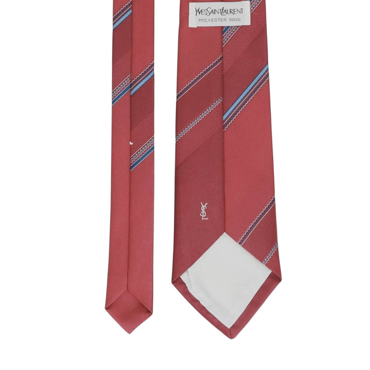 Yves Saint Laurent Multistripe Tie polyester bordeaux Vintage Second Hand