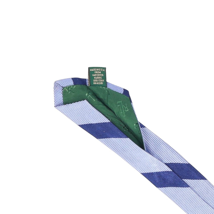 Ralph Lauren Lauren Stripe Pattern Tie Made in USA silk blue type Vintage Second Hand