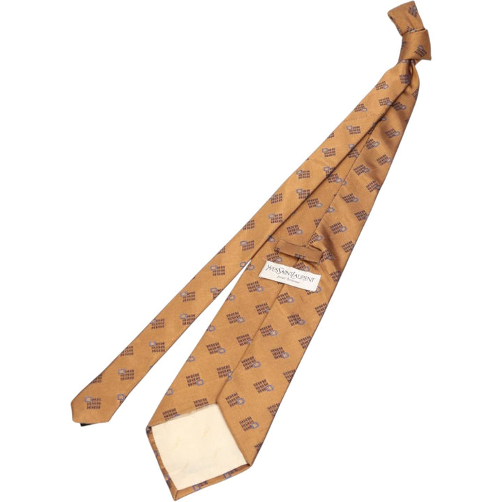 Yves Saint Laurent POUR HOMME all-over print tie polyester brown type Vintage Second Hand