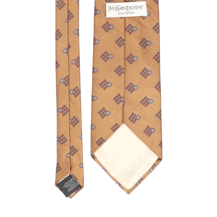 Yves Saint Laurent POUR HOMME all-over print tie polyester brown type Vintage Second Hand