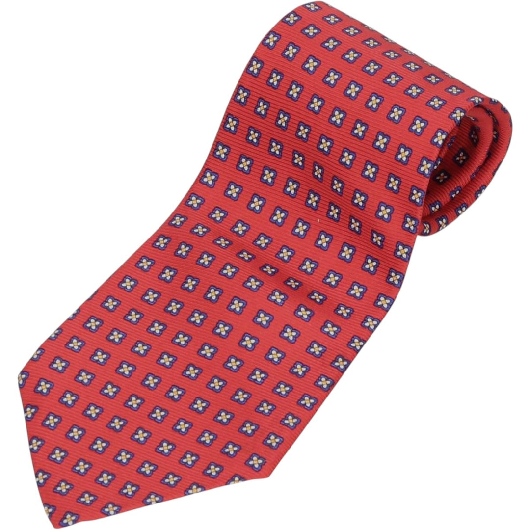 Ralph Lauren floral necktie, made in the USA silk red type Vintage Second Hand