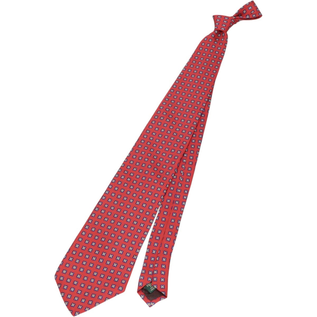 Ralph Lauren floral necktie, made in the USA silk red type Vintage Second Hand