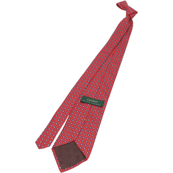 Ralph Lauren floral necktie, made in the USA silk red type Vintage Second Hand
