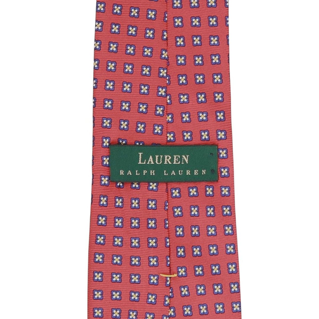 Ralph Lauren floral necktie, made in the USA silk red type Vintage Second Hand