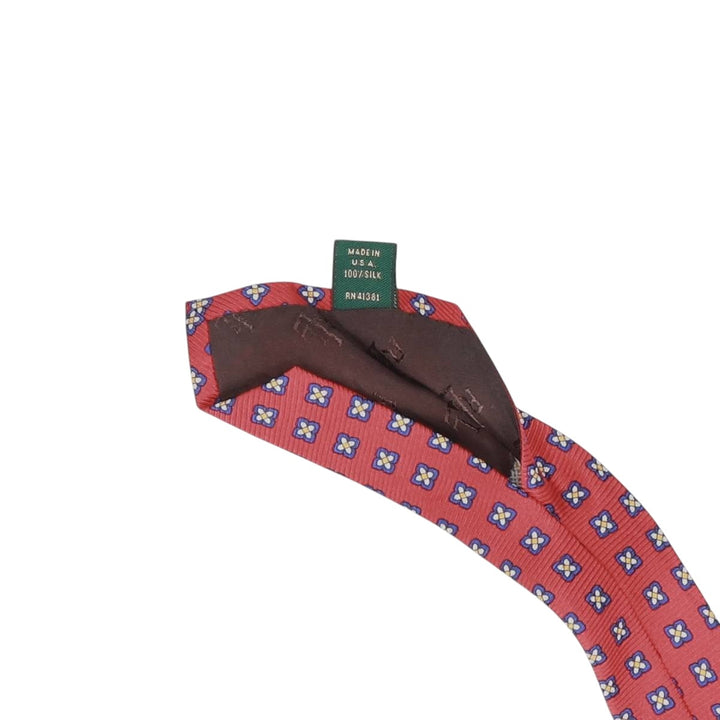 Ralph Lauren floral necktie, made in the USA silk red type Vintage Second Hand