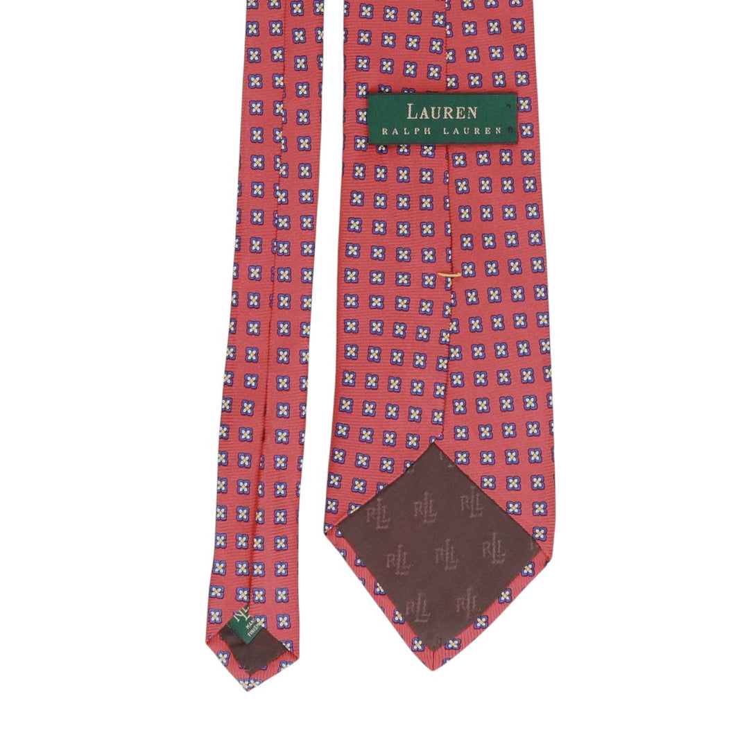 Ralph Lauren floral necktie, made in the USA silk red type Vintage Second Hand