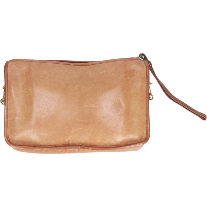 1970'S Coach 2-Way Clutch/Shoulder Bag, Made in USA, Vintage genuine leather Camel type Vintage Second Hand