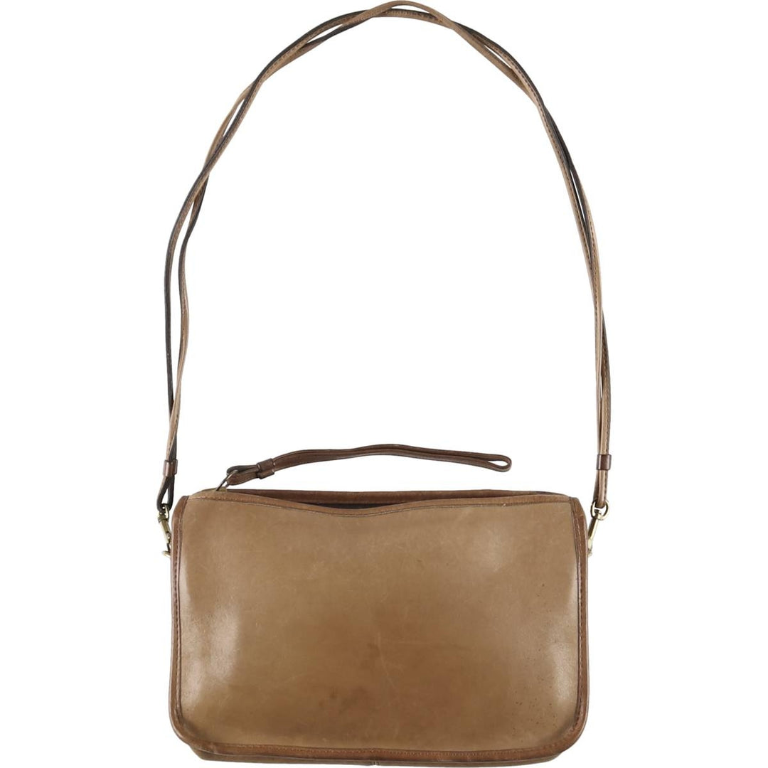 1970'S Coach 2-Way Clutch/Shoulder Bag, Made in USA, Vintage genuine leather Camel type Vintage Second Hand