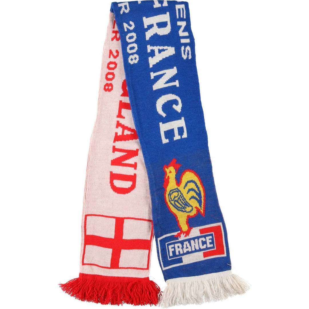 England and France Rugby Team Print Scarf unclear blue type Vintage Second Hand