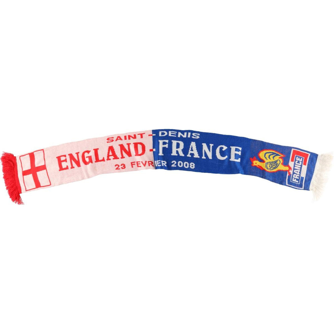 England and France Rugby Team Print Scarf unclear blue type Vintage Second Hand