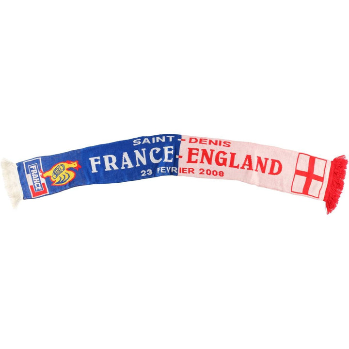 England and France Rugby Team Print Scarf unclear blue type Vintage Second Hand