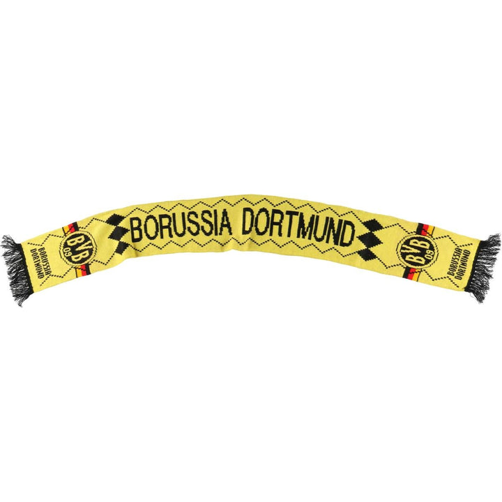 BUNDESLIGA BORUSSIA DORTMUND all-over print soccer scarf, made in the UK acrylic yellow type Vintage Second Hand