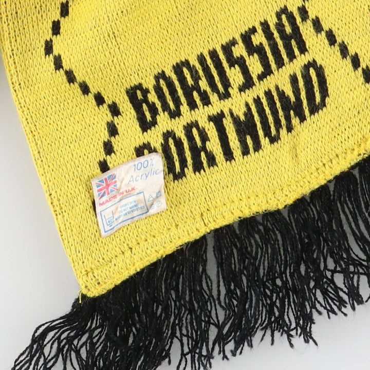BUNDESLIGA BORUSSIA DORTMUND all-over print soccer scarf, made in the UK acrylic yellow type Vintage Second Hand